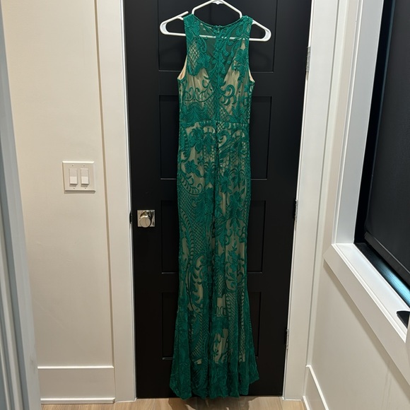 Saved By the Dress Green and Nude Embroidered Maxi Dress - Picture 3 of 5